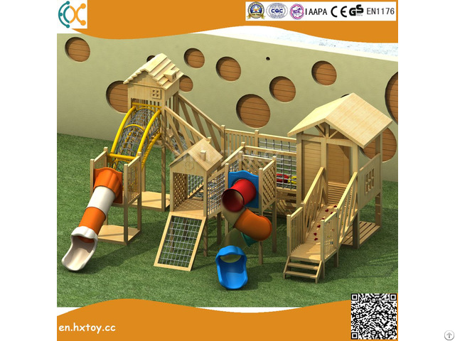 Amusement Equipment Outdoor Playground Wooden And Plastic Slide