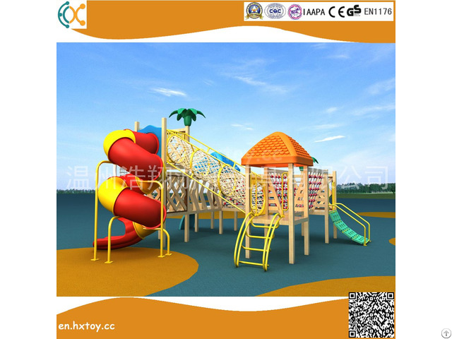 Amusement Equipment Outside Playground Wooden Plastic Slide