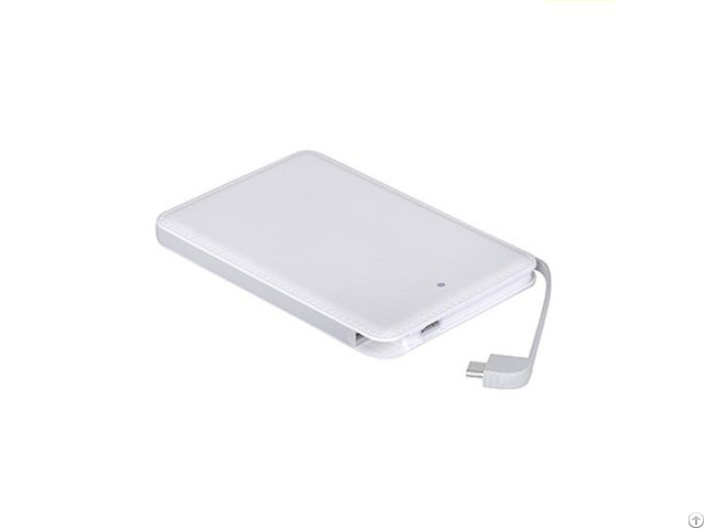 Leather Card Power Bank 5000mah With Built In Cable Mobile Supply