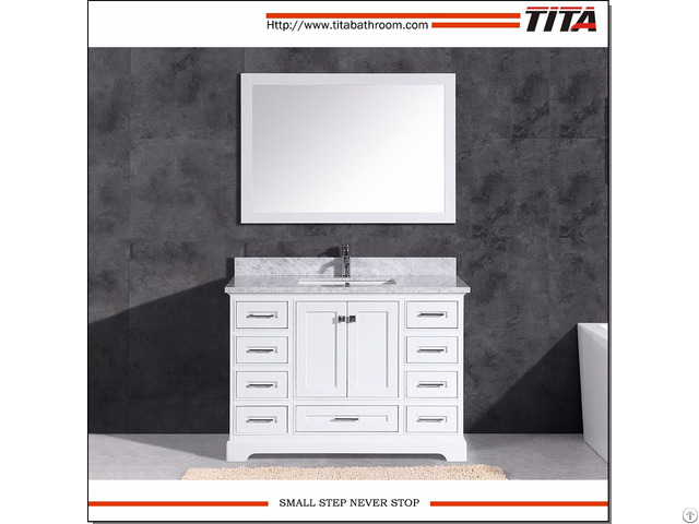 Floor Mounted White Lacquer 48 Inch Wide Bathroom Vanity T9311 With Mirror