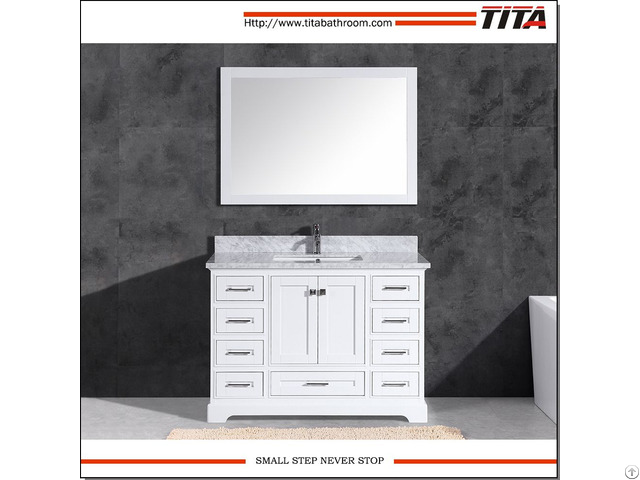 Floor Mounted White Lacquer 48 Inch Wide Bathroom Vanity T9311 48w With Mirror