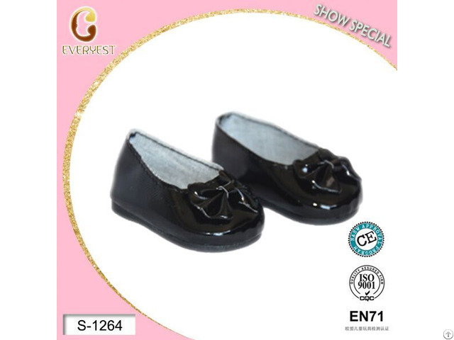 Leather Black Doll Shoes For Girl