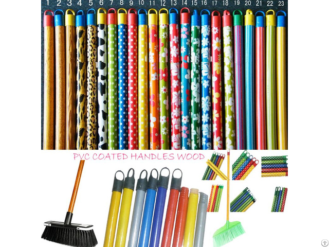 Color Wooden Broom Brush Mop Handle Pvc Cap