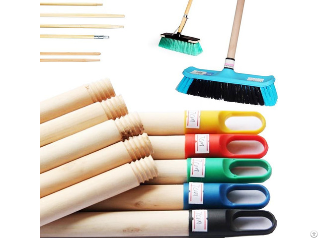 Natural Wooden Broom Brush Mop Ceiling Hardwood Handle Stick Thread Metal Cap