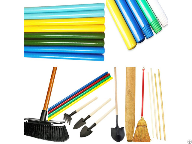 Lacquered Hardwood Broombrush Mop Handle Stick With Cap Plastic