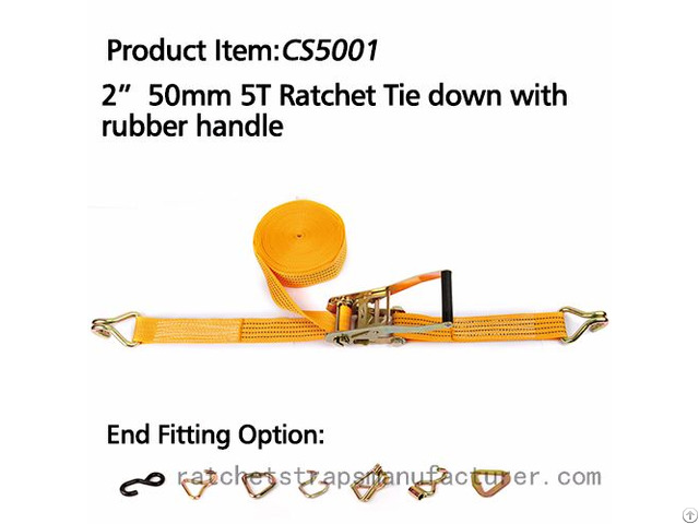 Wdcs020501 2 50mm 5t Ratchet Tie Down With Rubber Handle