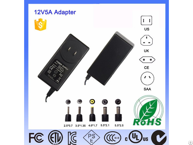 Level Vi 24v White Shell Us Plug Ac Dc Switching Power Adaptor 60w 12v Interchangeable Adapter