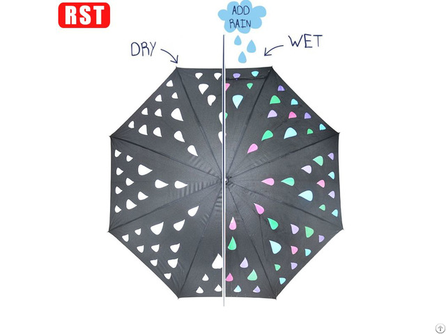 Rst Windproof Compact Drips Pattern Fashion Color Changing Long Umbrella