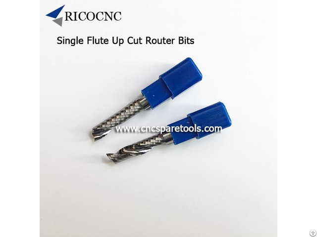 Single Flute Spiral Cnc Router Bits Solid Carbide Up Cut Cutters For Woodworking