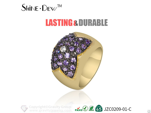 Wholesale Custom Women Fashion Jewelry Purple Zircon Gold Wedding Ring