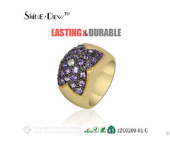 Wholesale Custom Women Fashion Jewelry Purple Zircon Gold Wedding Ring