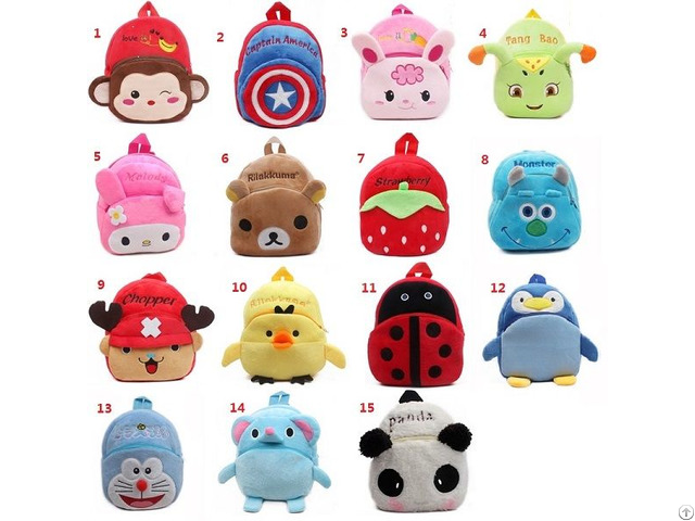 Wholesale Children Plush Backpack Cartoon Design Schoolbag Manufacturer