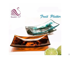 Kinglet Suanti Transparent Resin Blue Swirl Fruit Platter