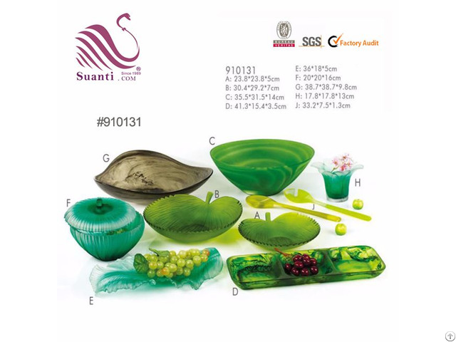 Voice Of Nature Translucent Resin Green Swirl Salad Bowls