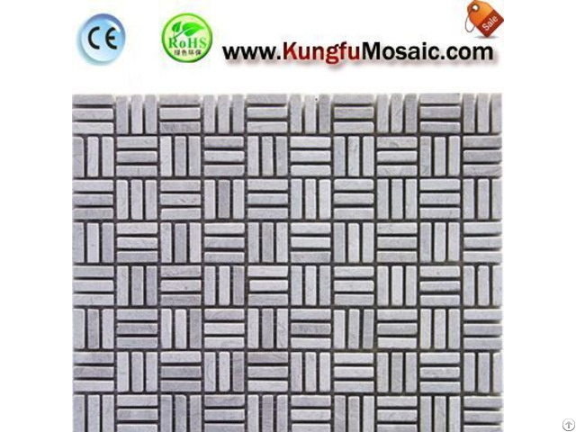 Three Lined Gray Marble Mosaic Brick