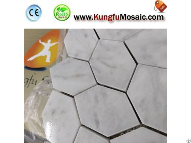 Indoor Bathroom Hexagon Carrara Mosaic Tiles