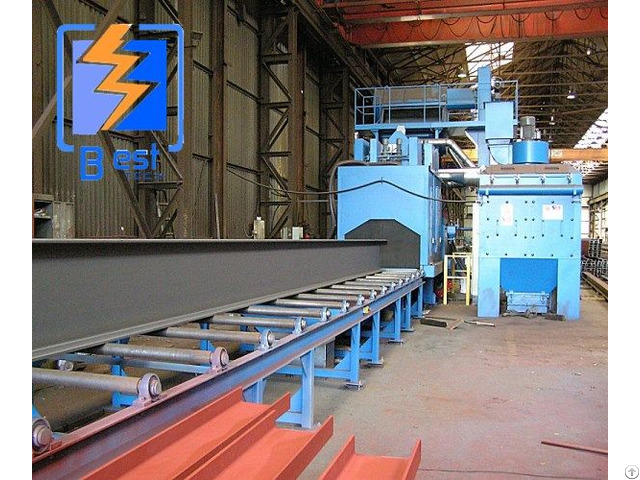 H Steel Beams Roller Conveyor Shot Blasting Machine