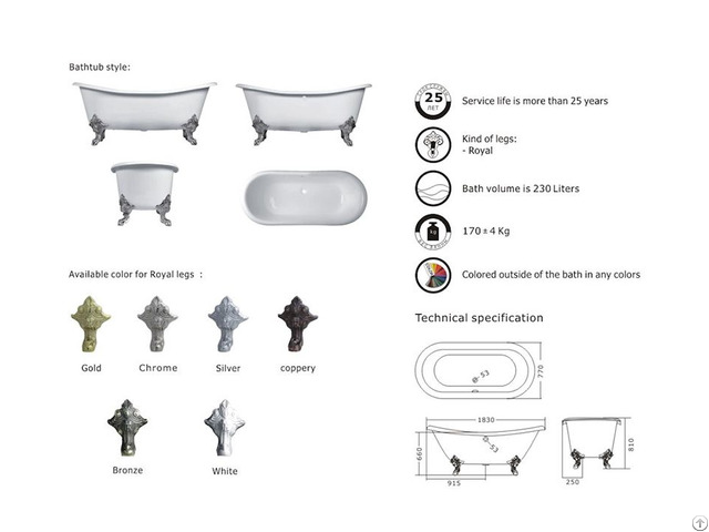 Double Slipper Cast Iron Bath Tub Yx 008