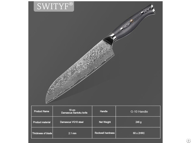 Japanese Chef Vg 10 Damascus Santoku Kitchen Knife