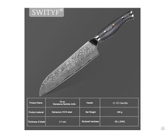 Japanese Chef Vg 10 Damascus Santoku Kitchen Knife