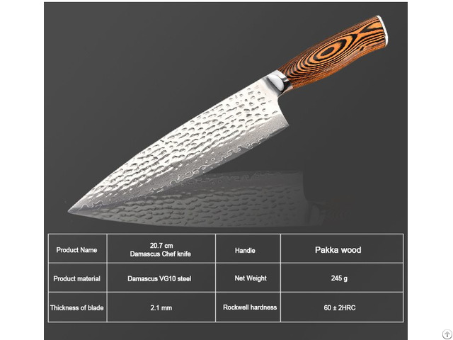 Handmade Chef S Vg10 Damascus Steel Knife