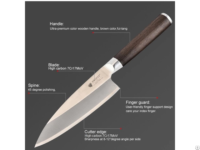 Japan Chef Cooking Knife With Color Wooden Handle