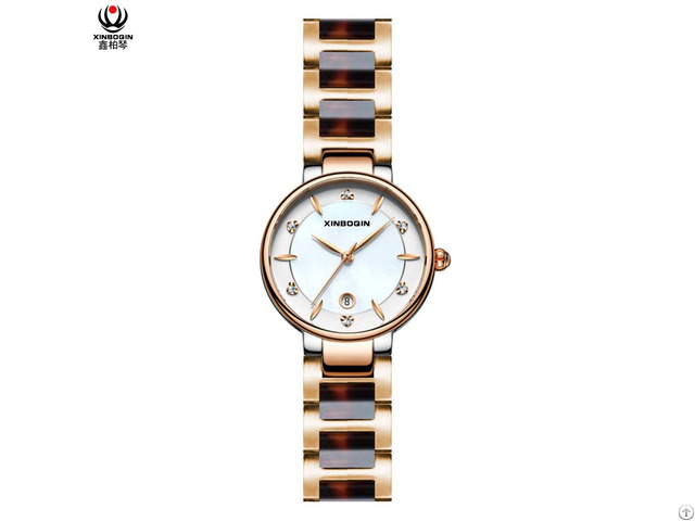 Xinboqin Supplier Custom Luxury High Quality Lady Brand Quartz Water Resistant Acetate Watch