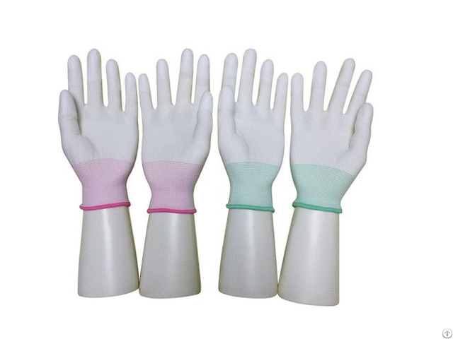 China Cheap Price Safety Cleanroom Pu Top Fit Antistatic Nylon Glove Wholesale