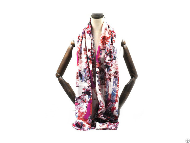 High Quality Purple Printed Custom Designsilk Wool Scarf