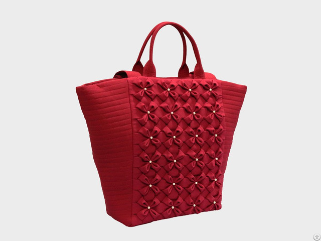 Spring Floral Tote Handbags With Smocking Design