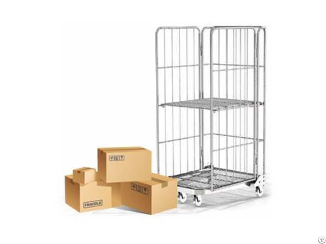 Industrial Steel Foldable Wire Mesh Rolling Pallets Cage