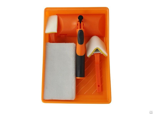 Professional 5pc Flocked High Density Foam Paint Pad Tray Set Plastic Kit