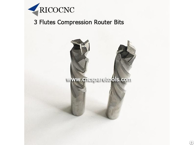 Three Flutes Compression Router Bits Solid Carbide Up Down Cut Spiral End Mills