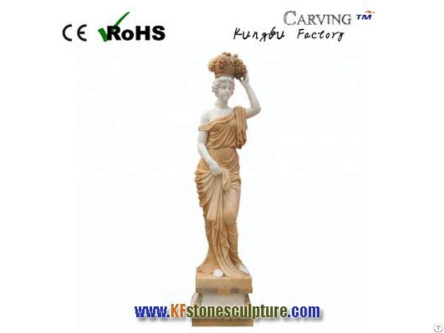 Deep Yellow Marble Stone Female Statue