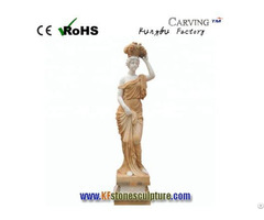 Deep Yellow Marble Stone Female Statue