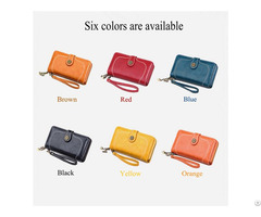 Customized Oil Wax Leather Card Bag Long Zipper Women Wallet Three Fold Wallets