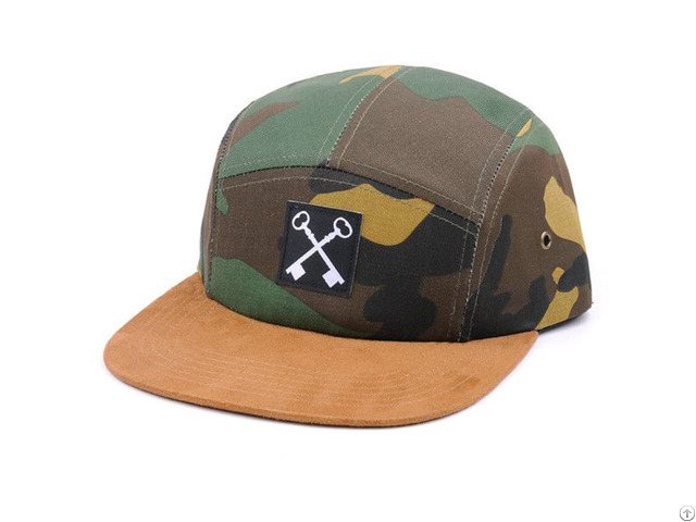 Camouflage 5 Panel Baseball Cap With Metal Eyelet