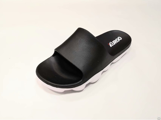 Men Slippers Eva Slide Pu Sandals Black Color