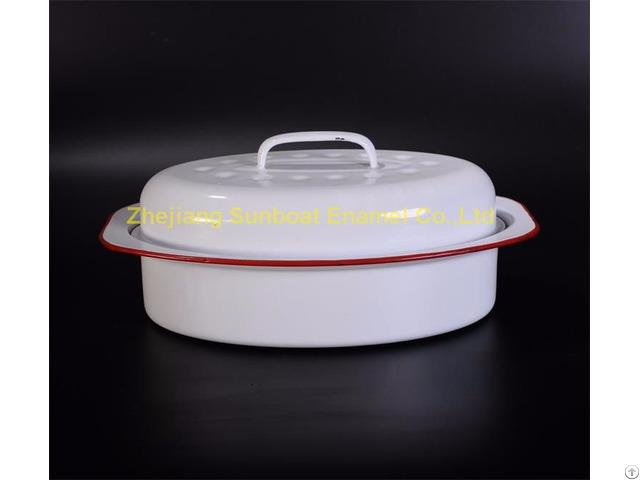 St R01 Cast Iron Enamel Roaster Pan