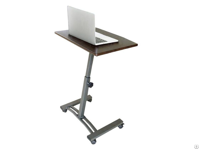 High Quality Cheap Height Adjustable Walnut Laptop Computer Desk With Casters Manufacture