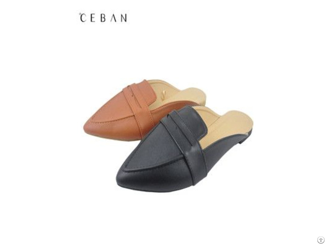 Women Pu Pointed Toe Mules Slippers Pumps