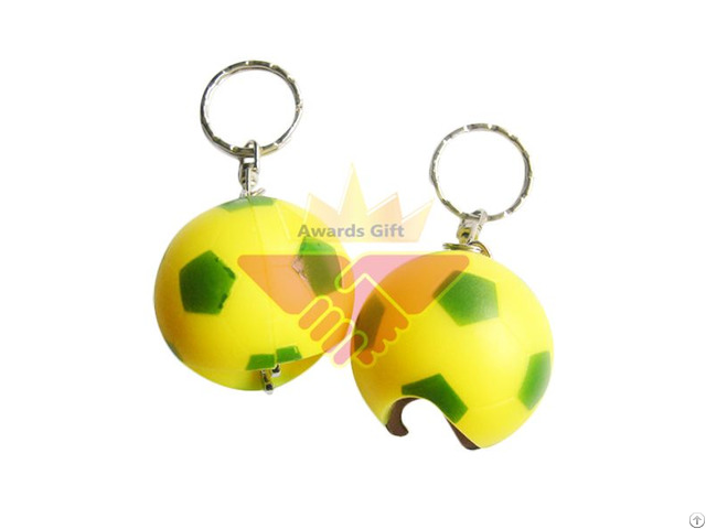 Football Plastic Bottle Opener Keychain