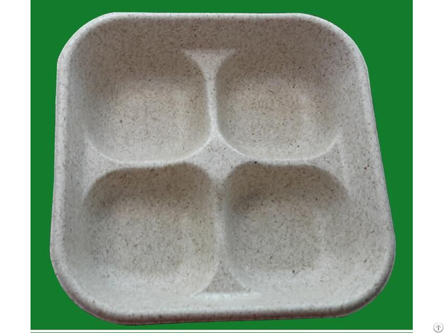 Eco Friendly Sanitary Custom 4 Cavity Food Paper Tray