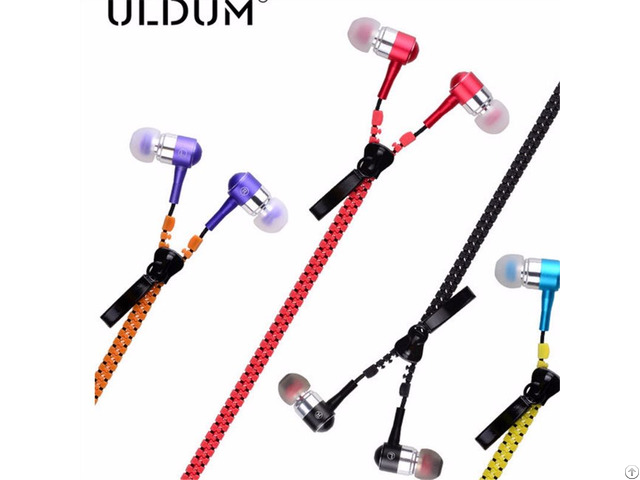 Custom Cheap Metal Wholesale In Ear Zipper Earphone Without Mic For Portable Media Player