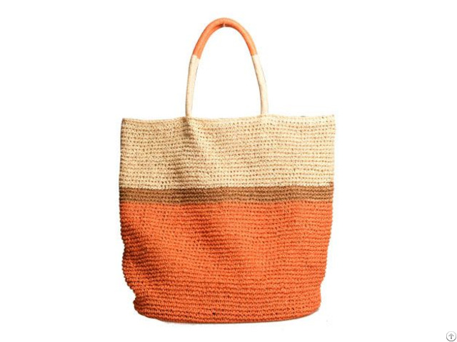 Paper Striped Straw Beach Bag