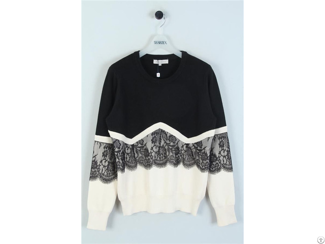 Lace Patched Knitted Jumper