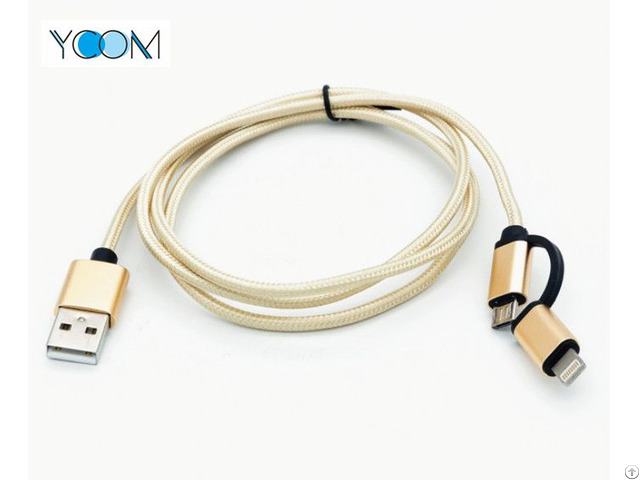 Usb 2 In 1 Cable For Micro And Iphone