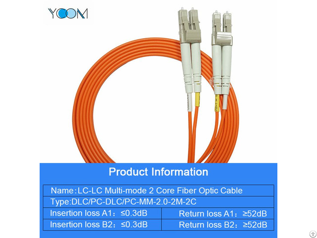 Fiber Optic Patch Cable Multi Mode Lc 2 Core