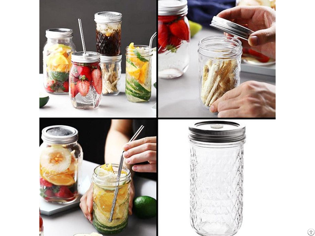 Embossed Glass Mason Jar