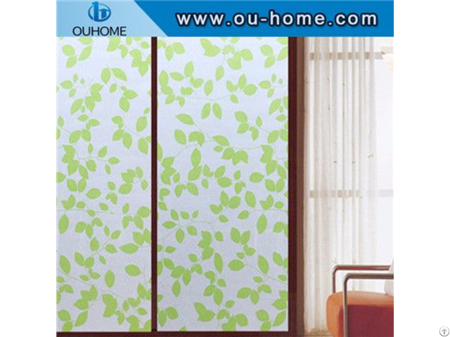 Bt847 Stained Green Leaves Glass Privacy Window Film